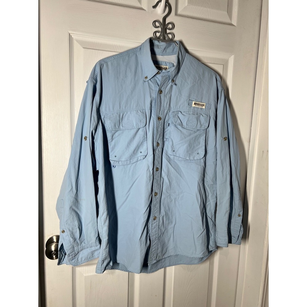 Magellan Sportswear Long Sleeve Vented Fishing Shirt (Size L) Light Blue - Picture 2 of 6